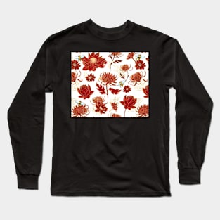 Field of Bees in Red Flowers Long Sleeve T-Shirt